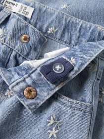NAME IT Brede Jeans Rose Light Blue Denim Flower Emb